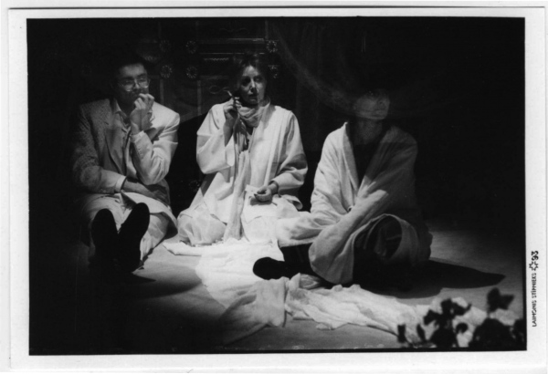 Ranevskaya - Ilga Tomase, Anya - Maija Apine, Lopakhin - Juris Žagars. photo Laimonis Stīpnieks